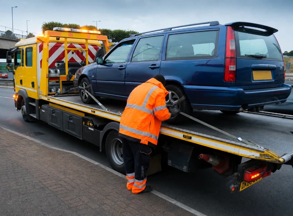 Recovery Dubai 24 tow truck loading a vehicle